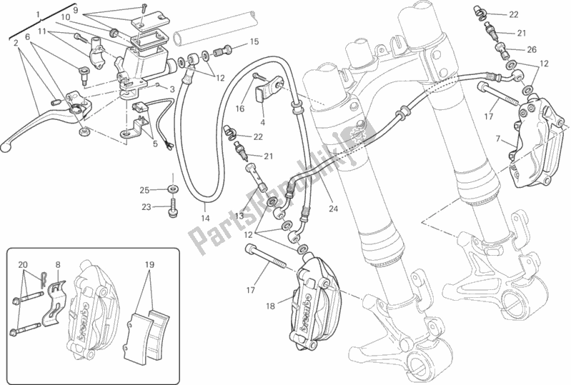 Alle onderdelen voor de Voorremsysteem van de Ducati Monster 696 USA Anniversary 2013